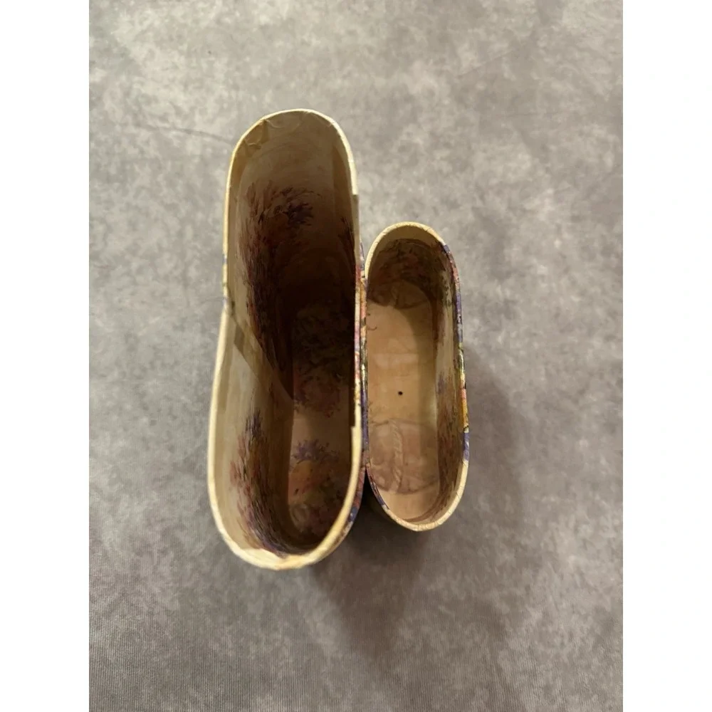 Floral Metal Trinket Box With Lid, Rectangular Beige/Multicolor Tin